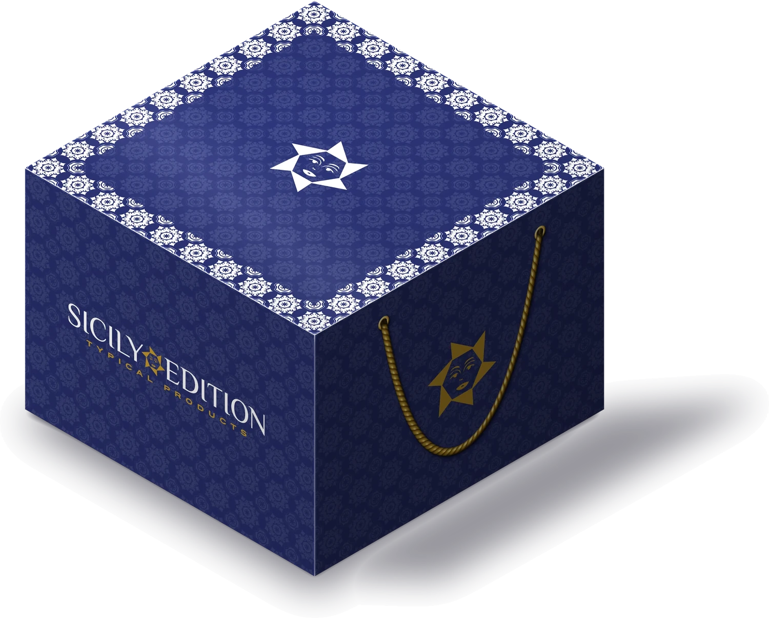 Wooden Special Box with a Sicilian illustration of prickly pears and citrus, tied with twine
